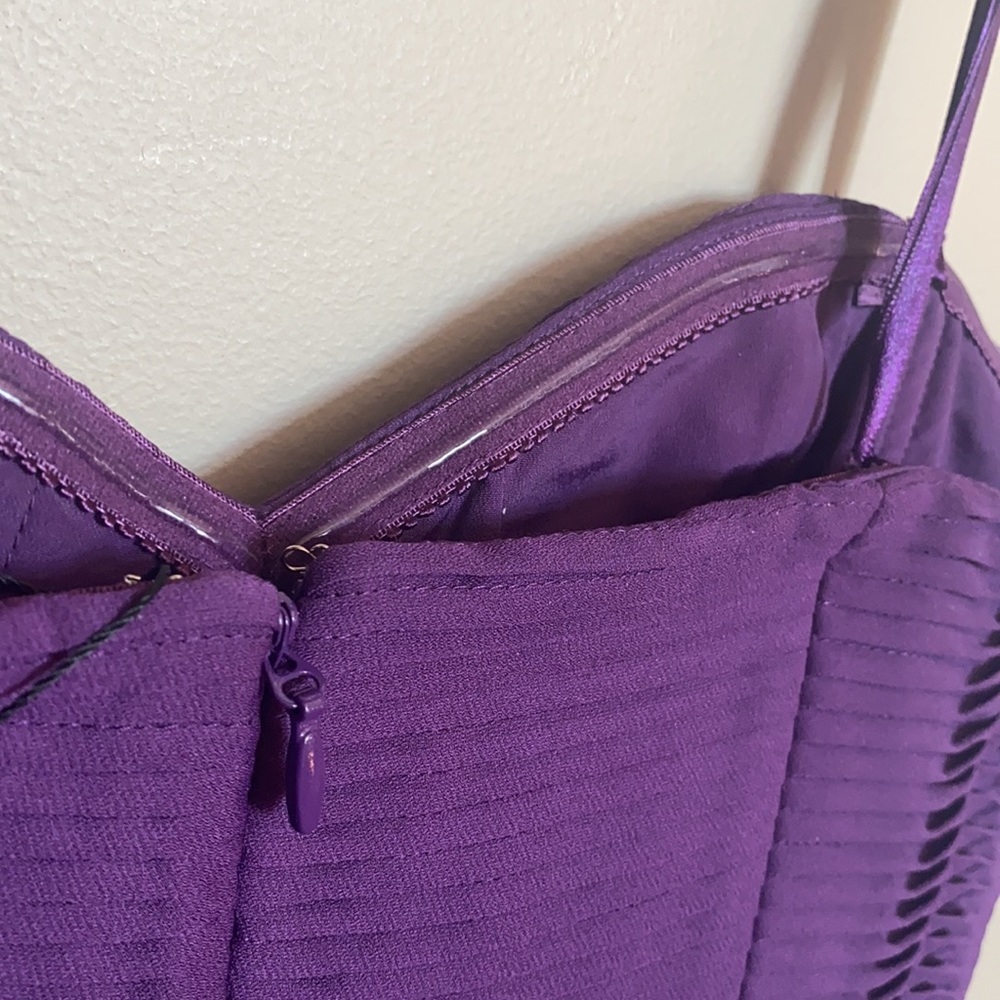 BCBGMAXAZRIA- Grape Pleated Chiffon Dress 10 NWT - Picture 7 of 7